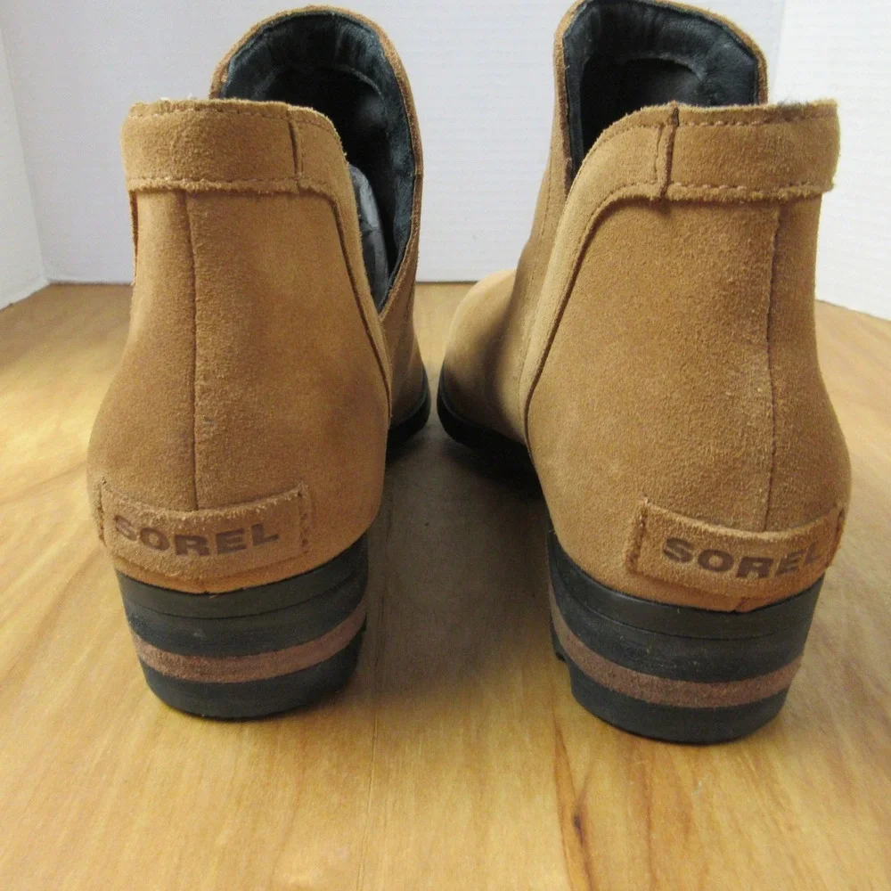 SOREL Lolla Cut-Out Bootie Womens‎ 10 Camel Brown Suede Leather Ankle Boots NEW